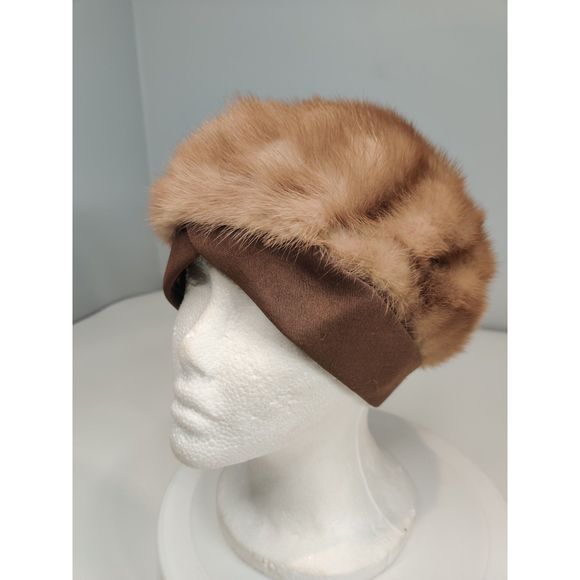 Vintage Mink Beret With Unique Cross Brim Hat from Canada Almost 21\